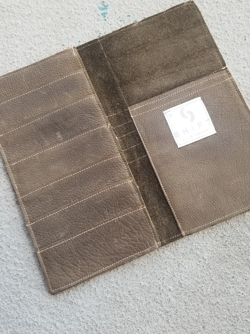 Leather Pocket Book-Large-Brown w/Gold Stripe | Shift